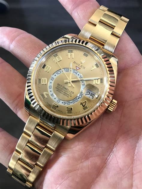 rolex sky dweller 18k yellow gold men's automatic watch|Rolex Sky-Dweller gold 2021.